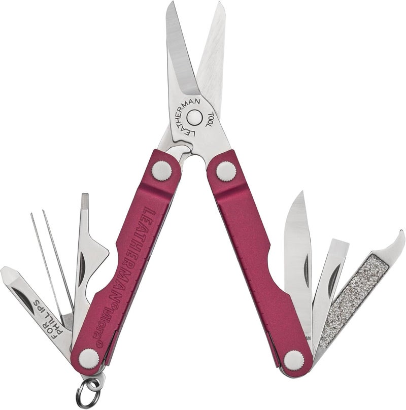 LEATHERMAN , Micra, Keychain Multi-tool with Grooming Tools, Mini Pocketknife for Everyday Carry (EDC), Hobbies & Outdoors, Built in the USA, Black Cherry - Image 1